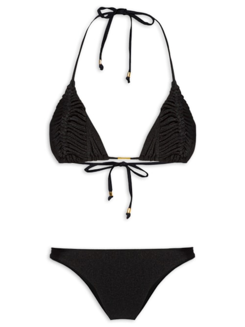 Biquini Cortininha Macramê – Preto