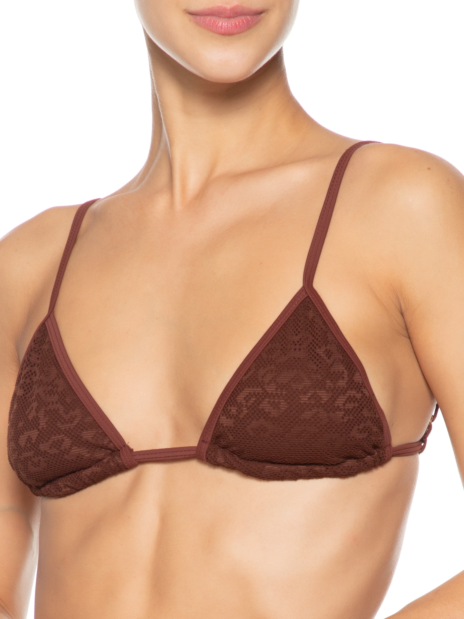 Biquini Cortininha Texturizado Marrom Mktbeach