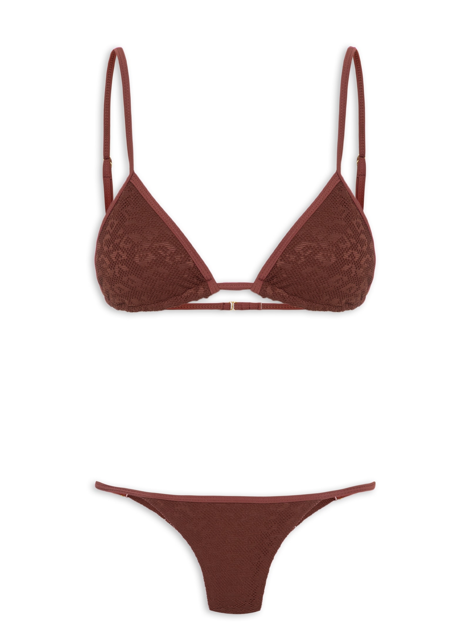Biquini Cortininha Texturizado Marrom Mktbeach