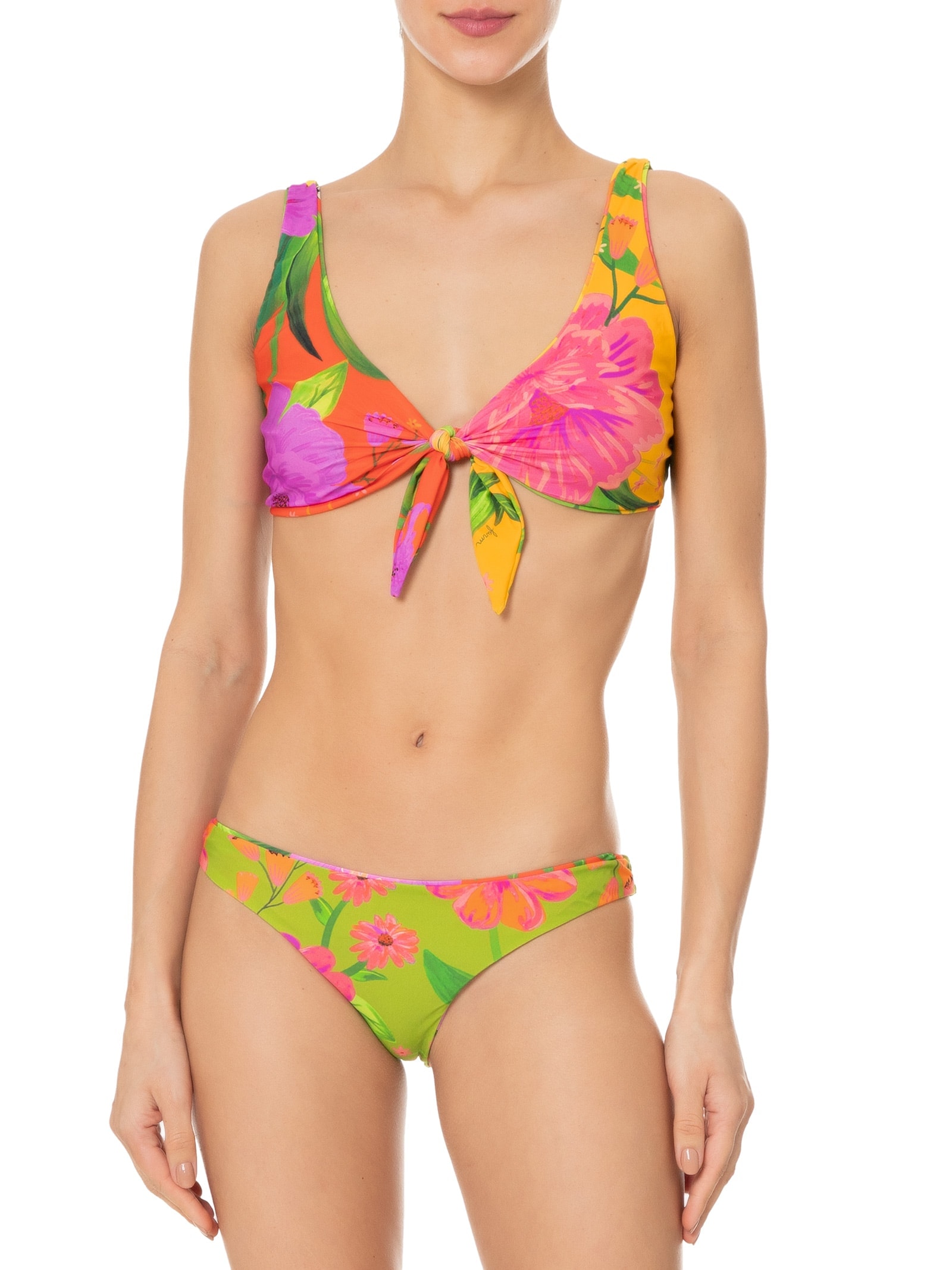 Biquíni Double Floral Bem Me Quer Laranja Farm Praia