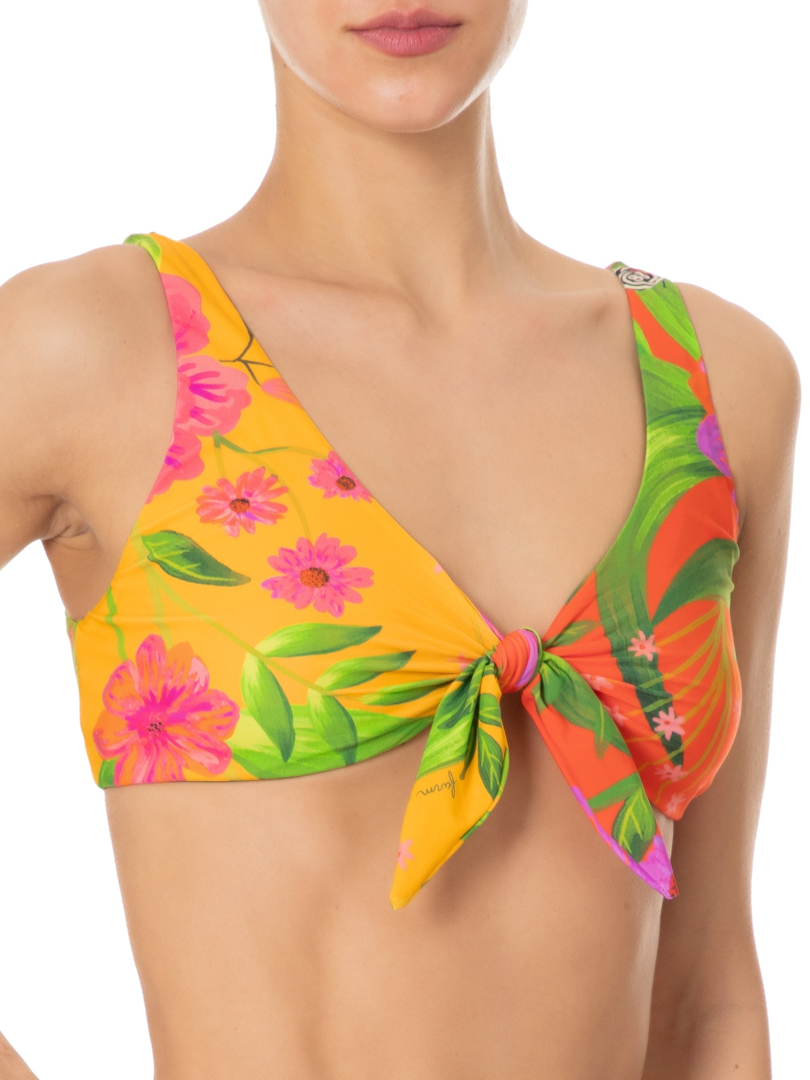 Biquíni Double Floral Bem Me Quer Laranja Farm Praia