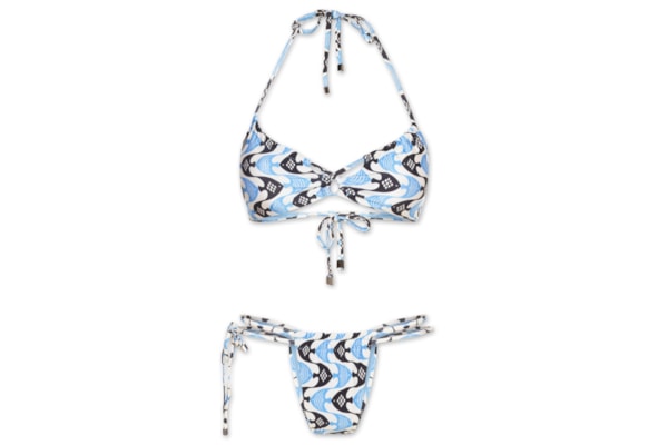 Biquíni Estampado Frente Cruzada - Azul