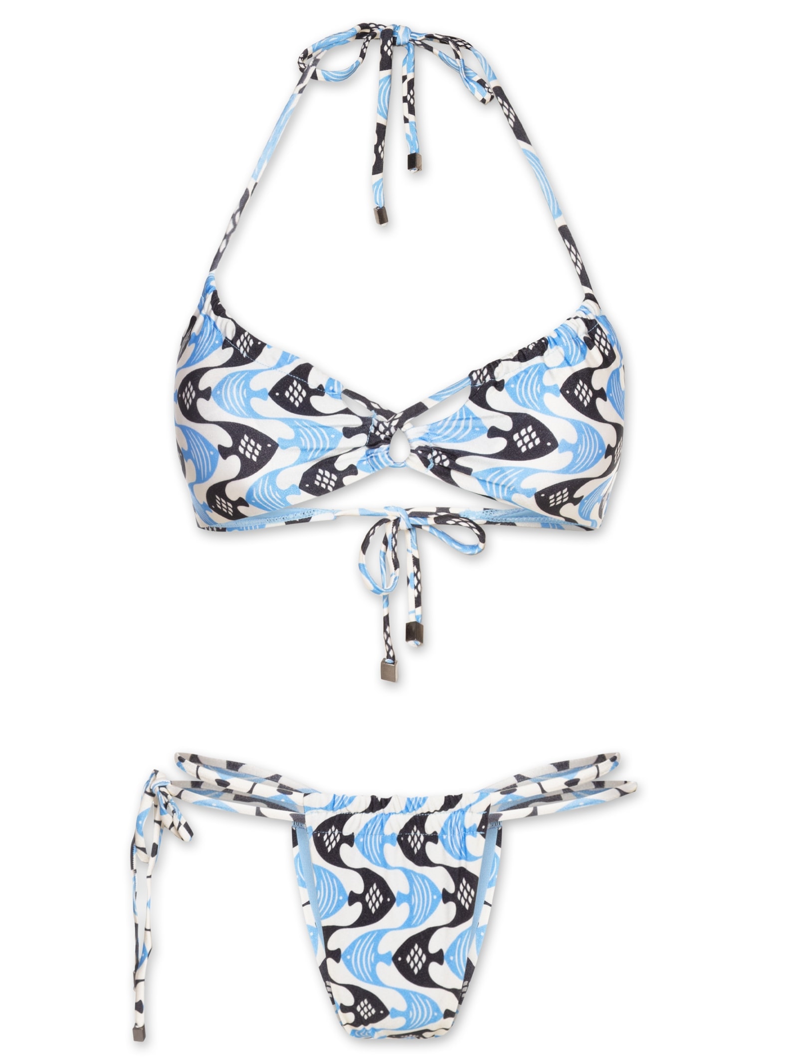 Biquíni Estampado Frente Cruzada Azul Mktbeach