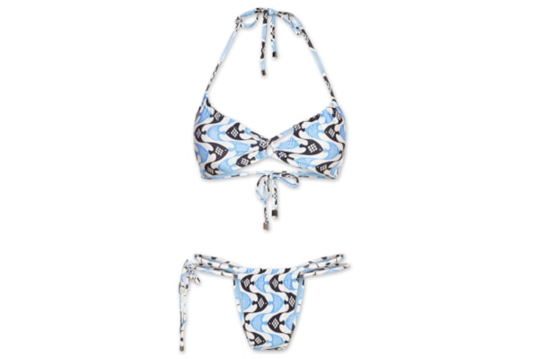 Biquíni Estampado Frente Cruzada - Azul