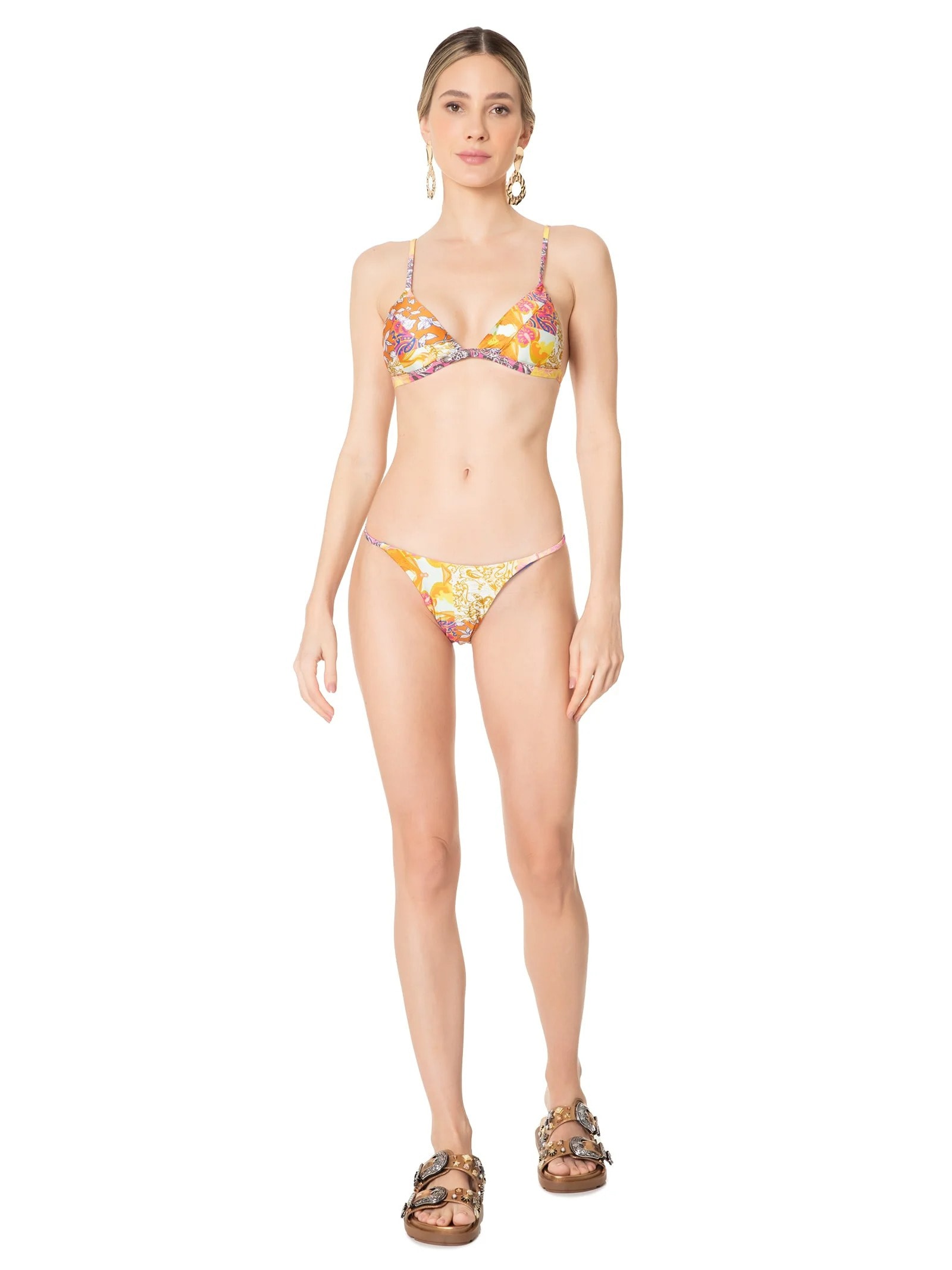 Biquíni Estampado Triângulo  Laranja  Mktbeach