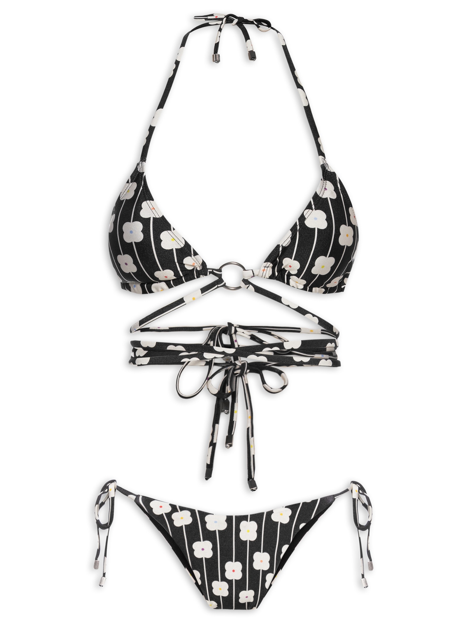 Biquíni Feminino Cortininha Estampado Preto Mktbeach