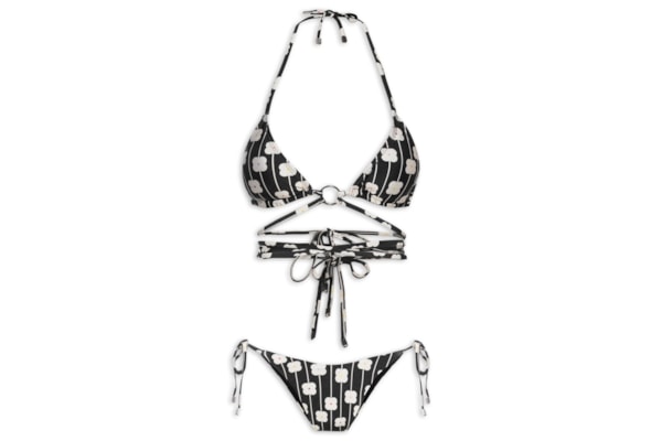 Biquíni Feminino Cortininha Estampado - Preto