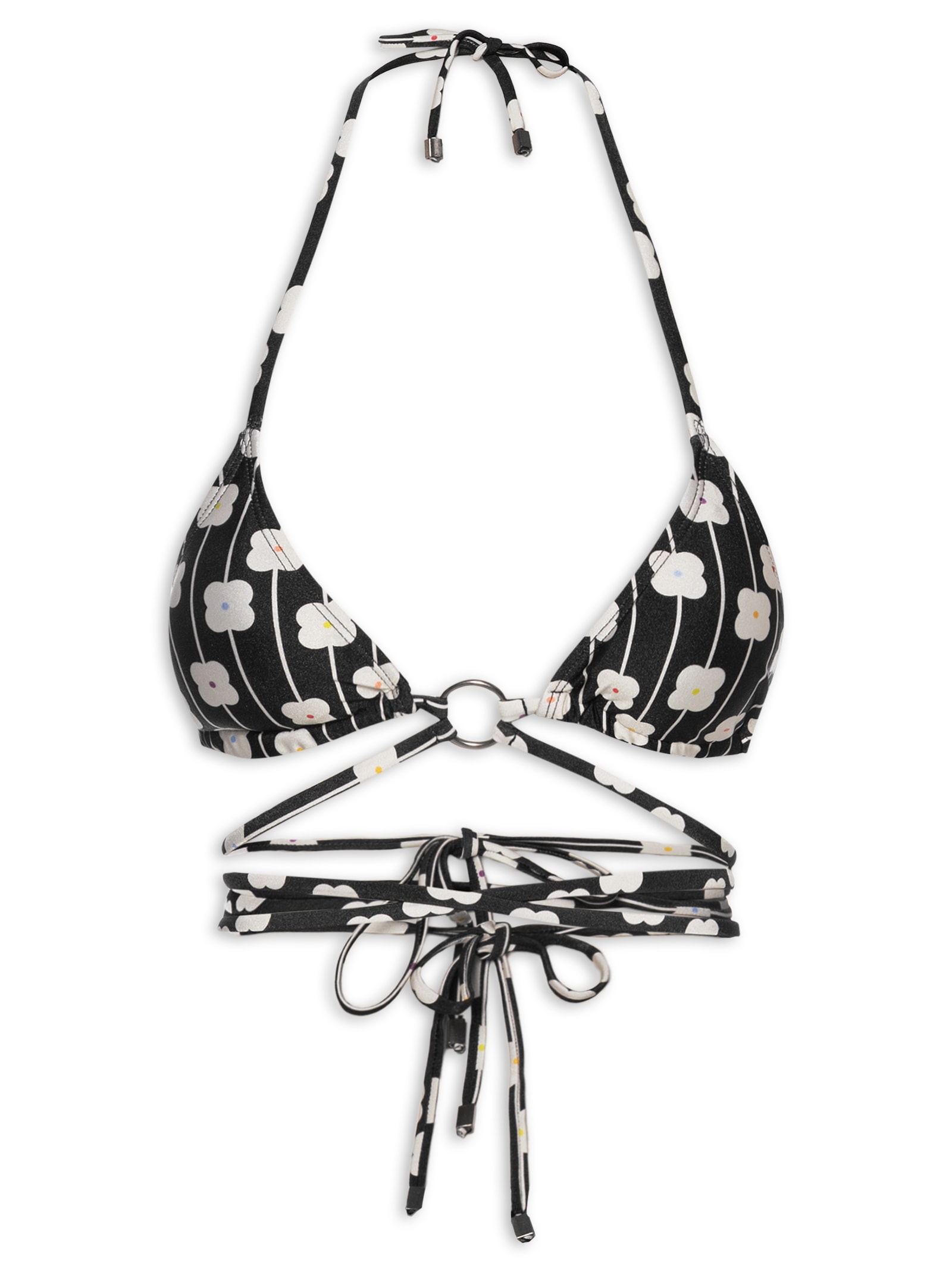 Biquíni Feminino Cortininha Estampado Preto Mktbeach