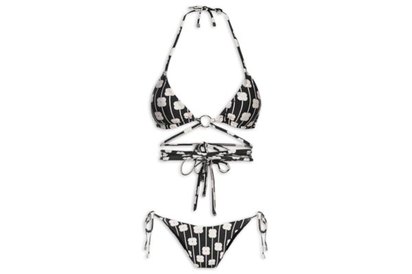 Biquíni Feminino Cortininha Estampado - Preto