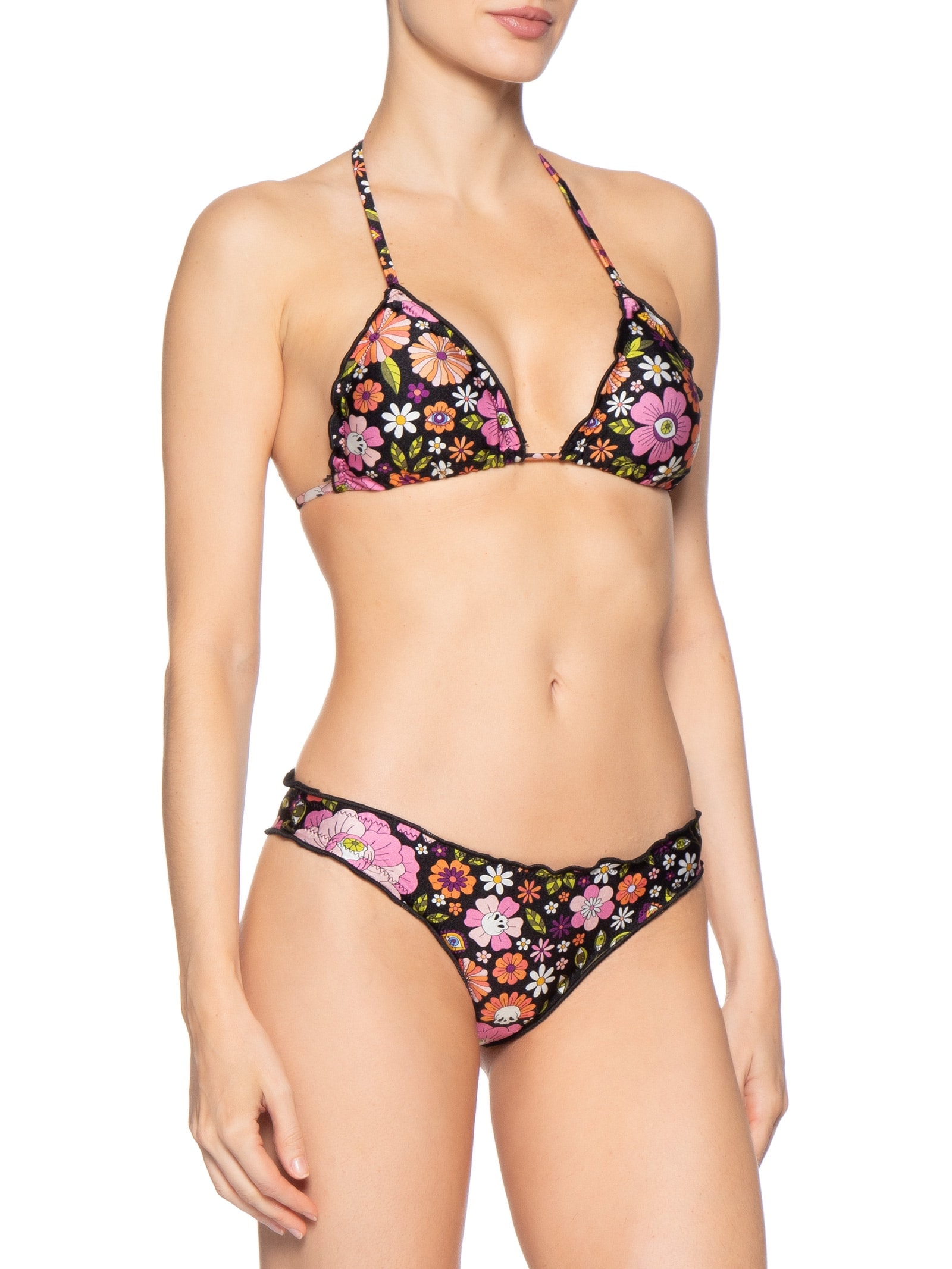 Biquíni Feminino Cortininha Estampado Preto Mktbeach