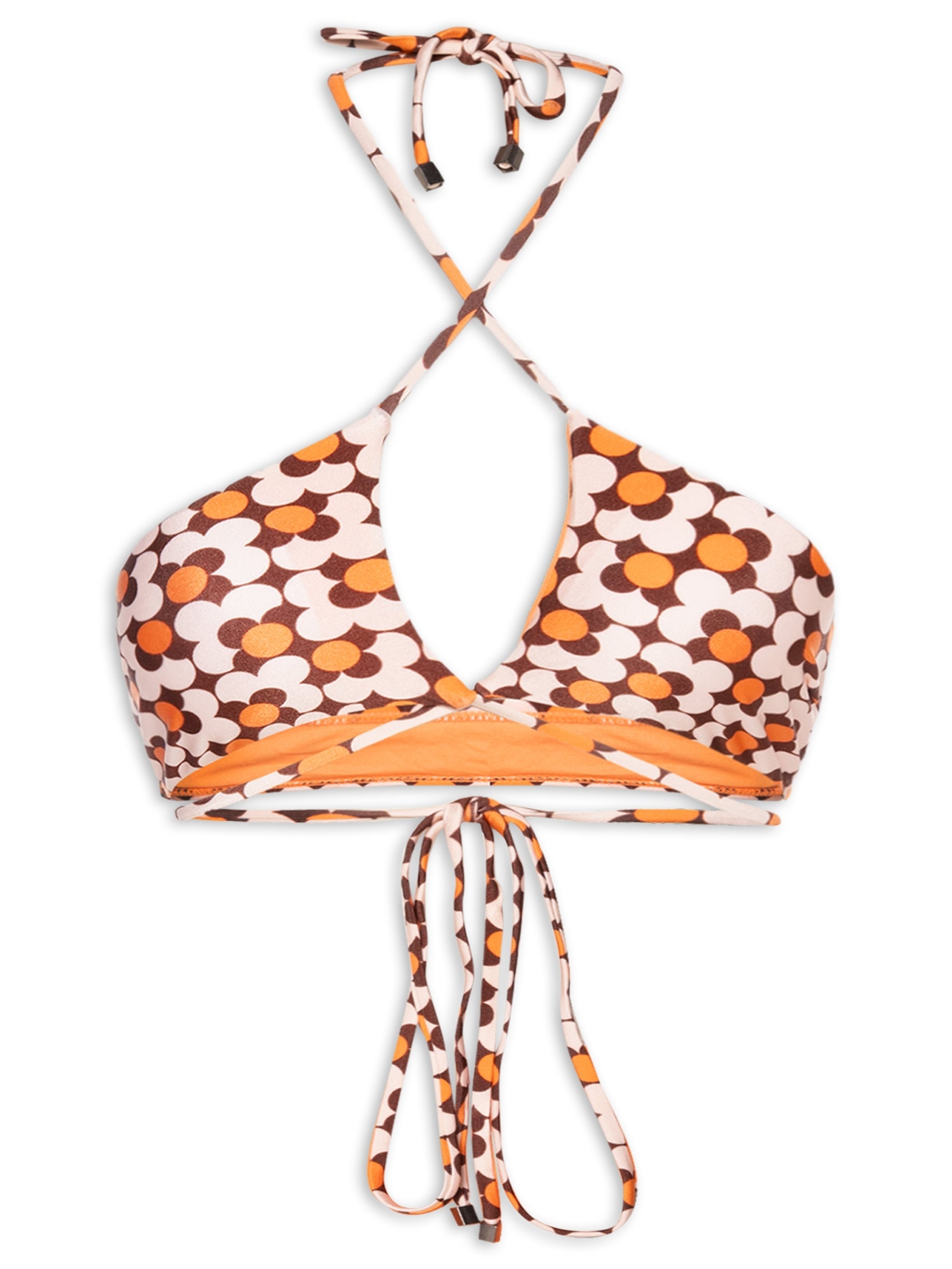 Biquíni Feminino Estampado Com Abertura Laranja Mktbeach