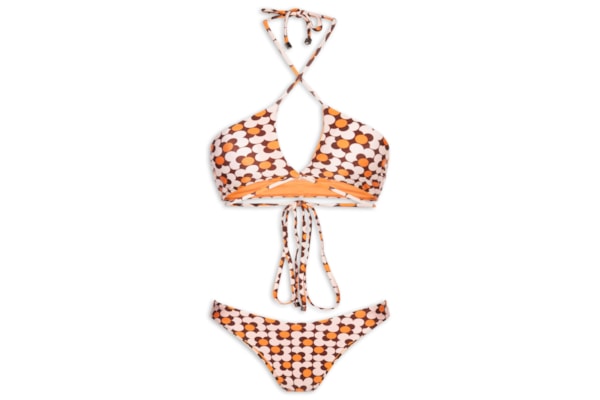 Biquíni Feminino Estampado Com Abertura - Laranja
