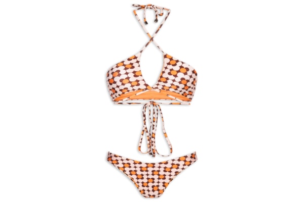 Biquíni Feminino Estampado Com Abertura - Laranja