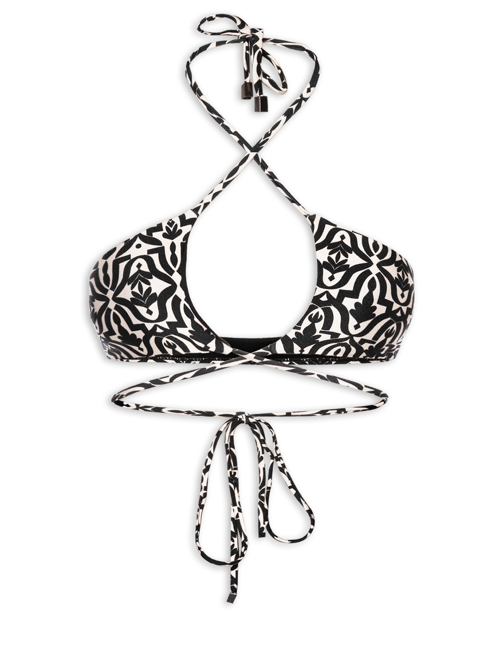 Biquíni Feminino Estampado Com Abertura Preto Mktbeach