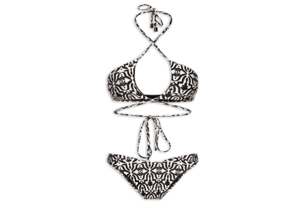 Biquíni Feminino Estampado Com Abertura - Preto