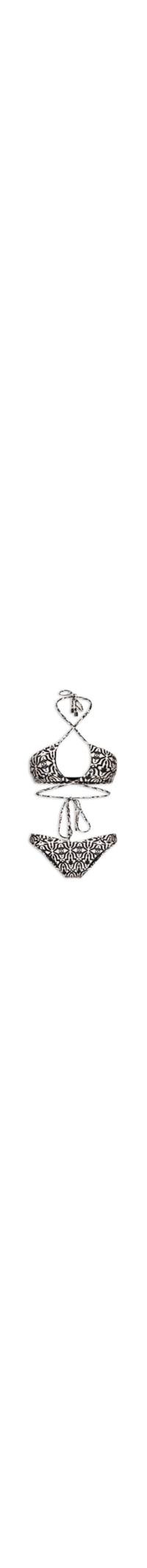 Biquíni Feminino Estampado Com Abertura - Preto
