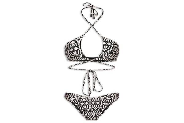 Biquíni Feminino Estampado Com Abertura - Preto