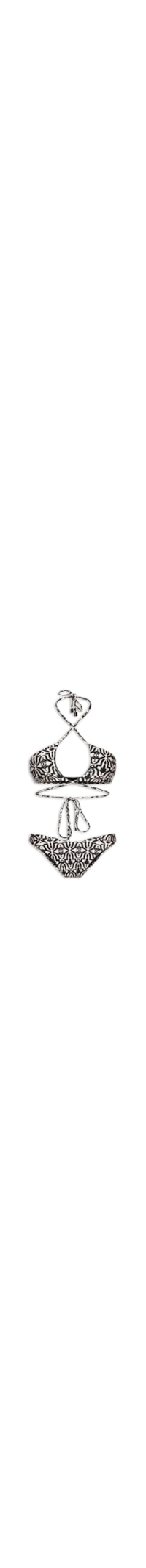 Biquíni Feminino Estampado Com Abertura - Preto