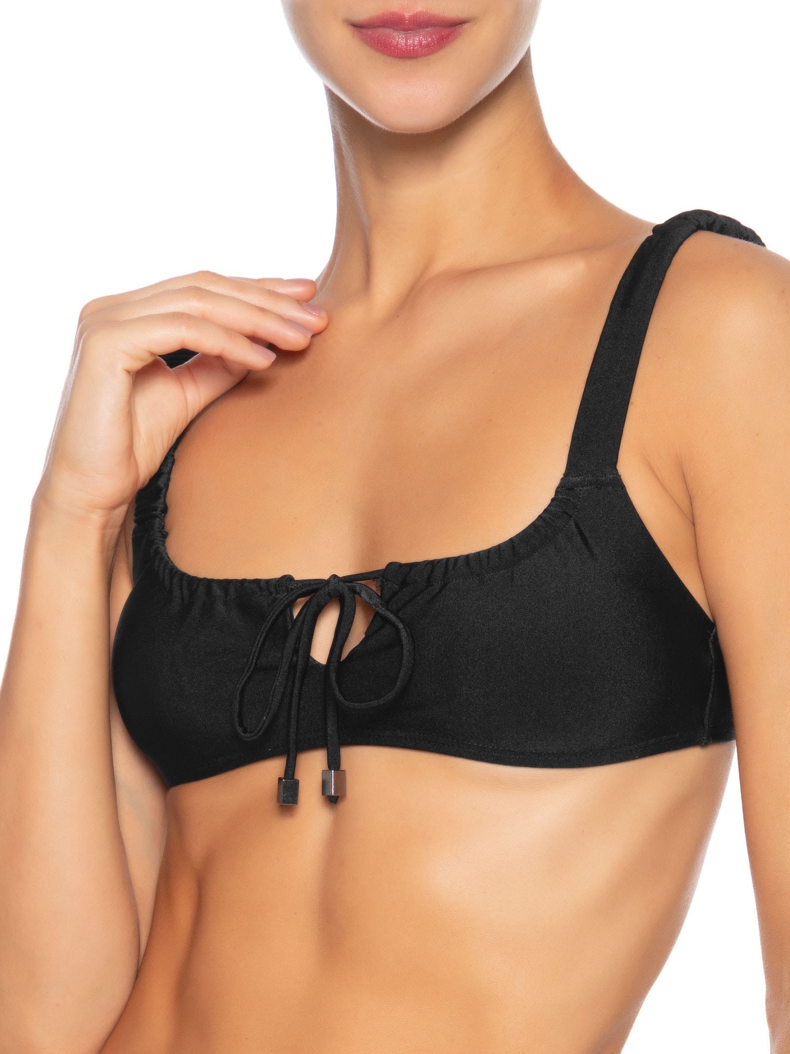 Biquíni Feminino Liso Com Amarração Frontal Preto Mktbeach