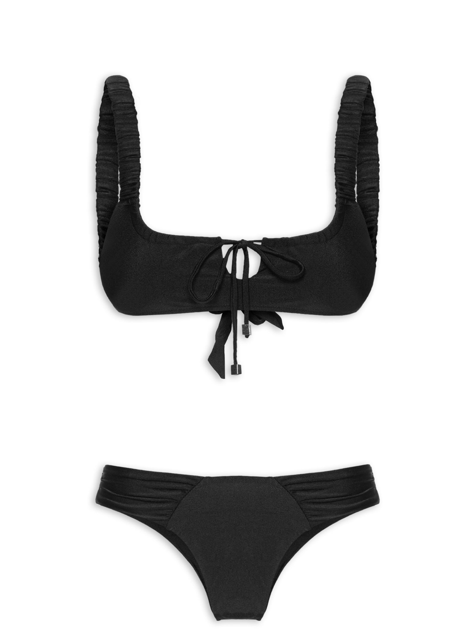 Biquíni Feminino Liso Com Amarração Frontal Preto Mktbeach