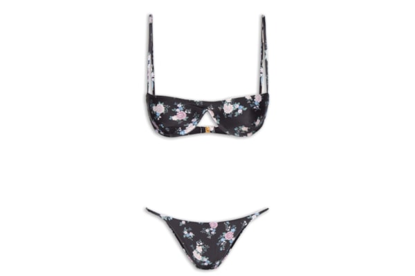 Biquíni Feminino Meia Taça Floral Romance - Preto