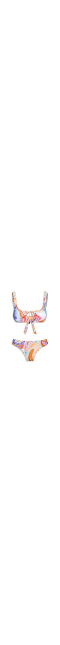 Biquíni Feminino Tie Dye Com Amarração Frontal - Laranja