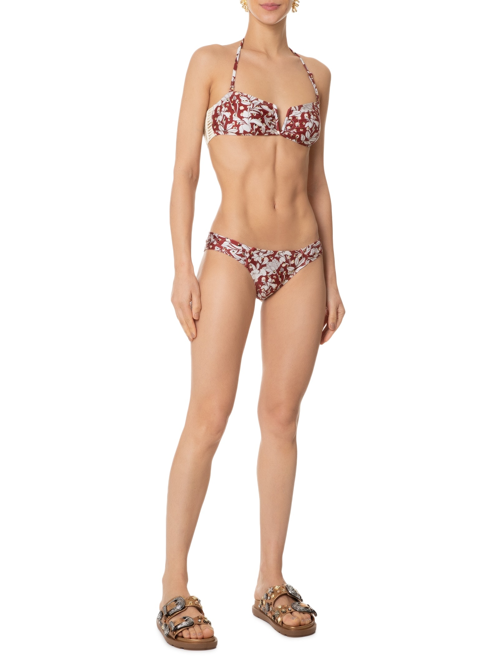 Biquíni Floral Com Alça Removível Vermelho Mktbeach