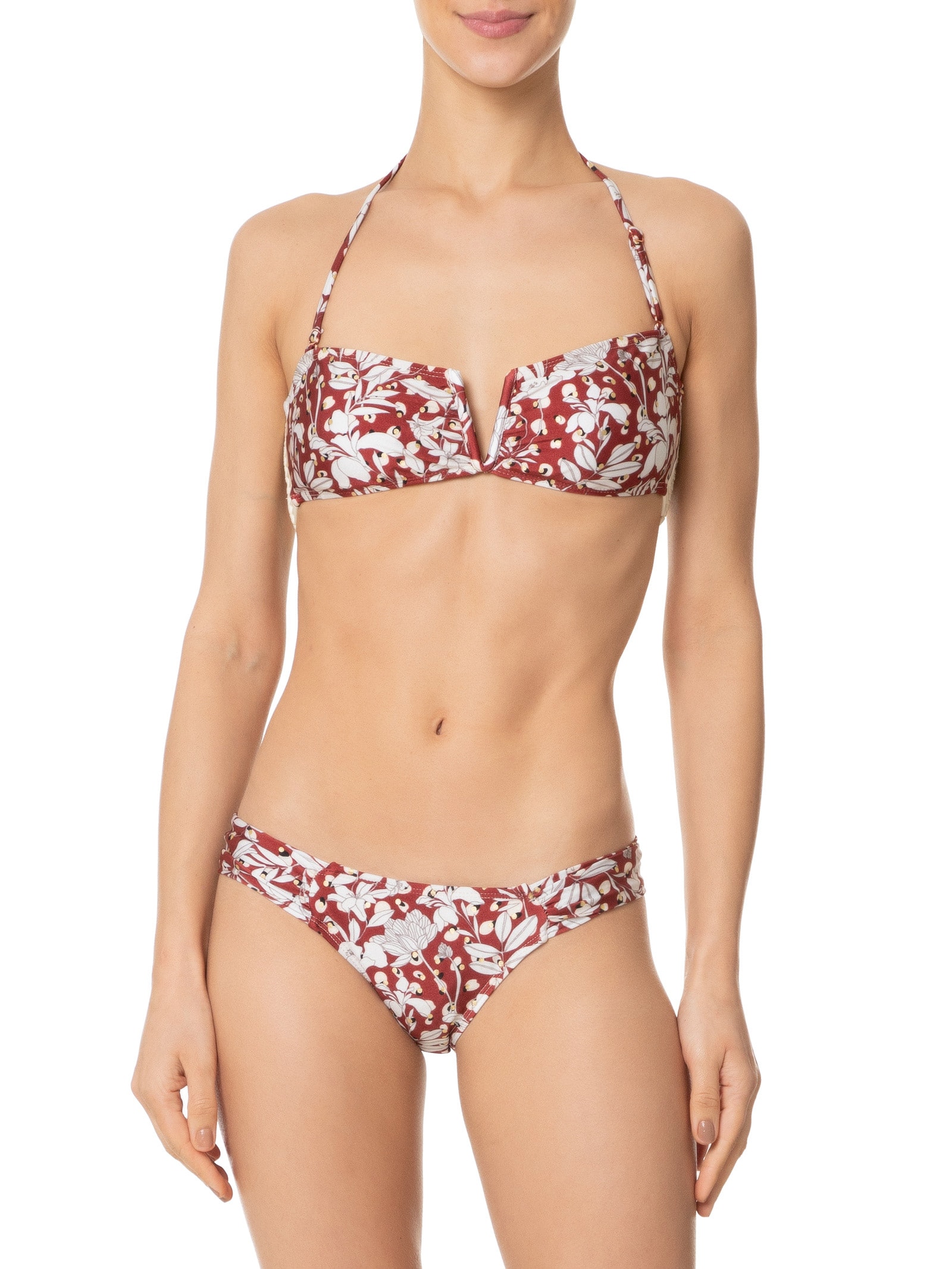 Biquíni Floral Com Alça Removível Vermelho Mktbeach