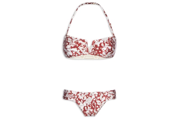 Biquíni Floral Com Alça Removível - Vermelho