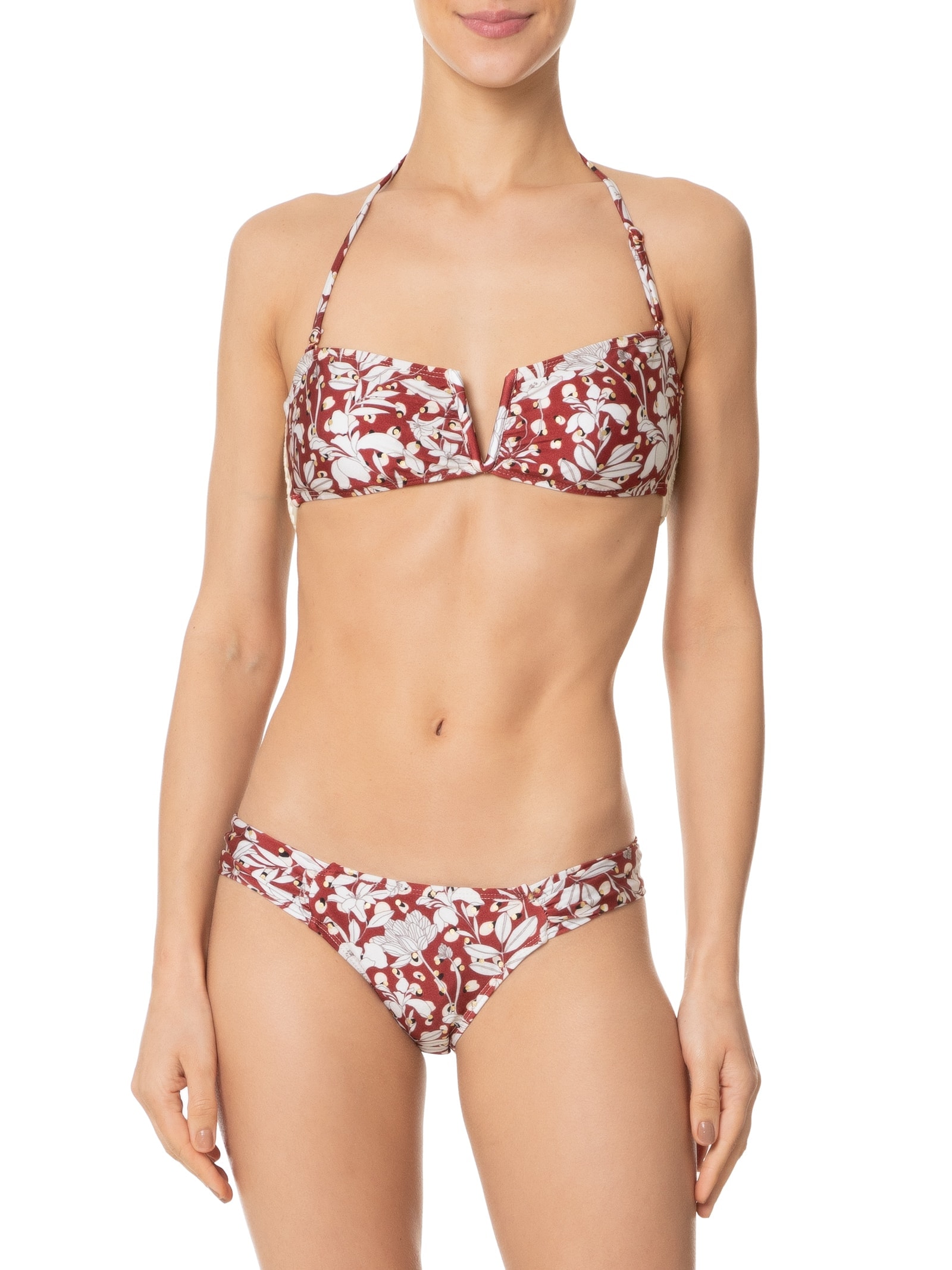 Biquíni Floral Com Alça Removível Vermelho Mktbeach