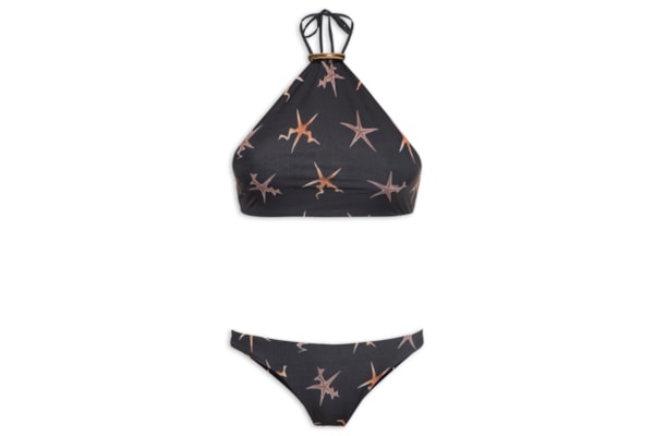Biquini Halter Starfish Com Metal - Preto