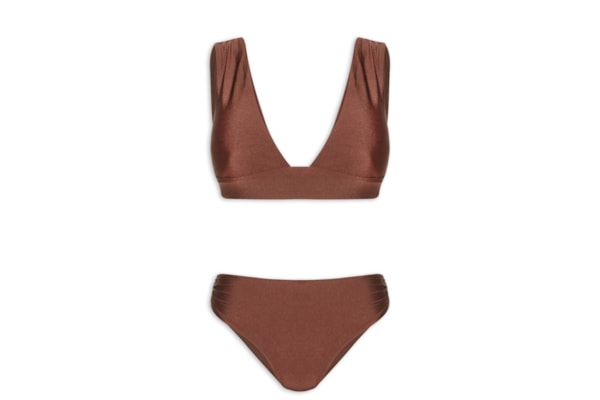 Biquíni Hot Pant Liso - Marrom