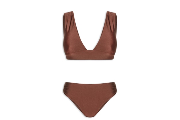 Biquíni Hot Pant Liso - Marrom