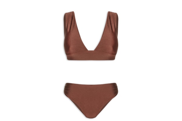 Biquíni Hot Pant Liso - Marrom