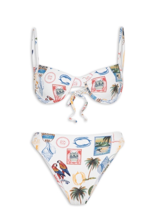 Biquini Hot Pants Tropical Vintage – Branco