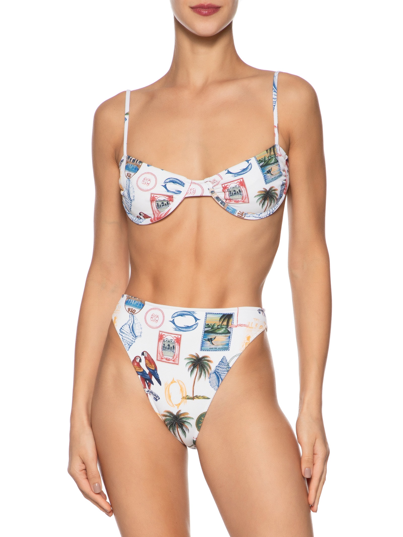Biquini Hot Pants Tropical Vintage Branco Farm Praia