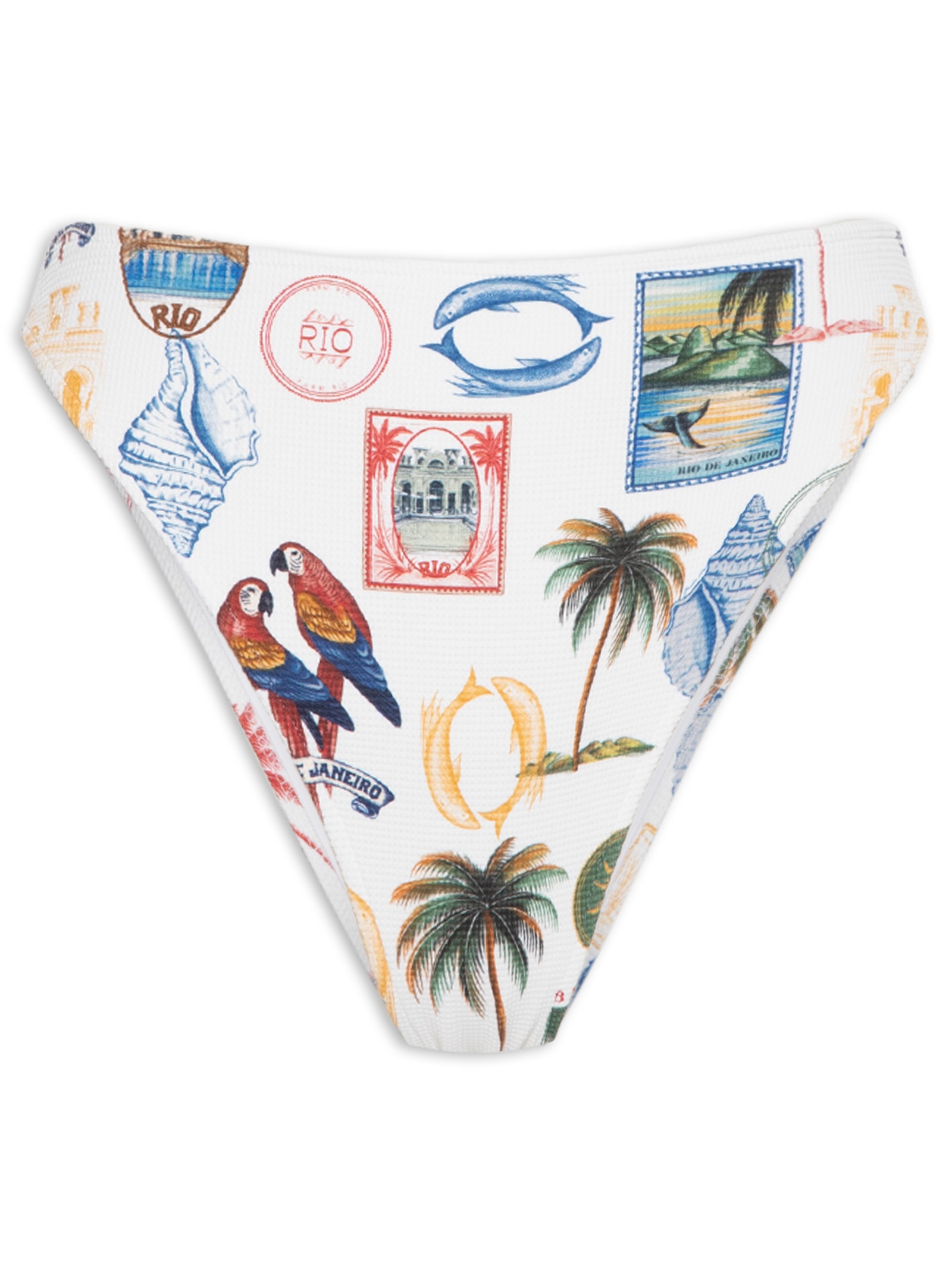 Biquini Hot Pants Tropical Vintage Branco Farm Praia