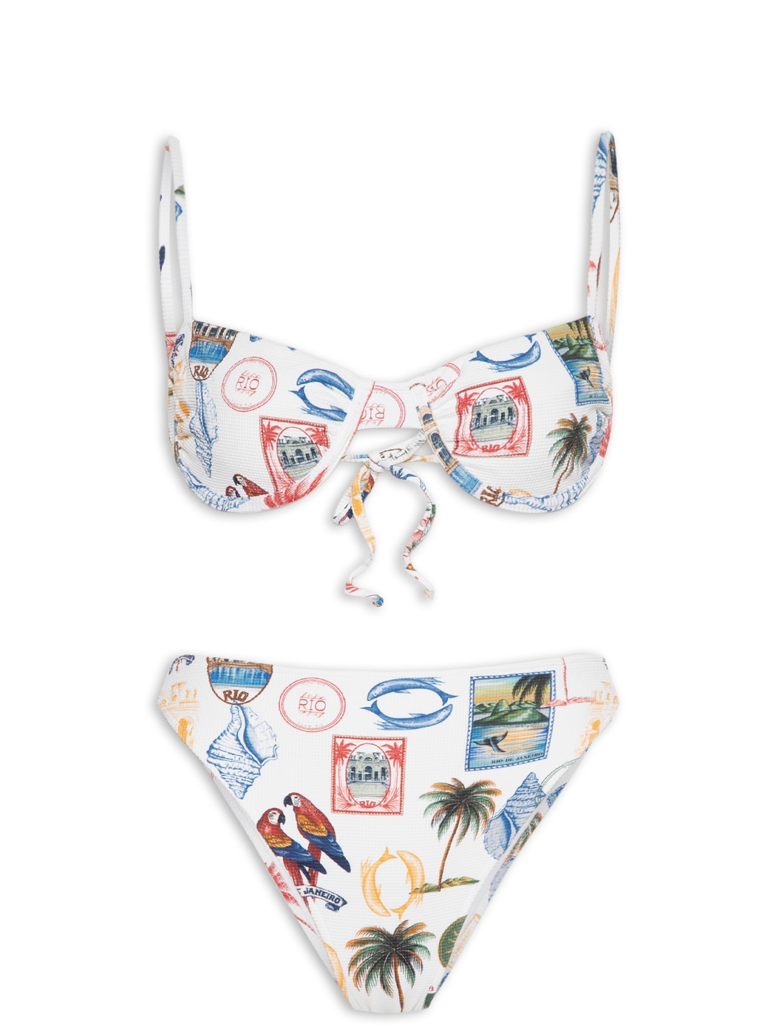 Biquini Hot Pants Tropical Vintage Branco Farm Praia