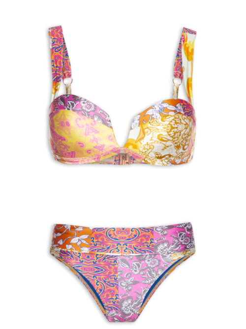 Biquíni Hotpants Estampado - Amarelo
