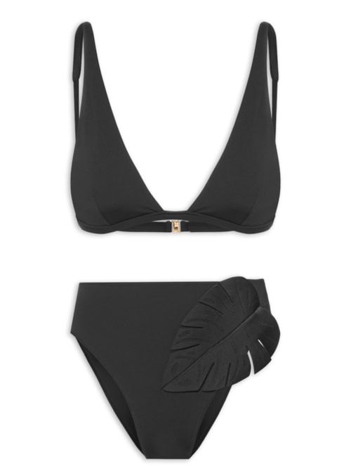 Biquíni Hotpants Folha 3D – Preto