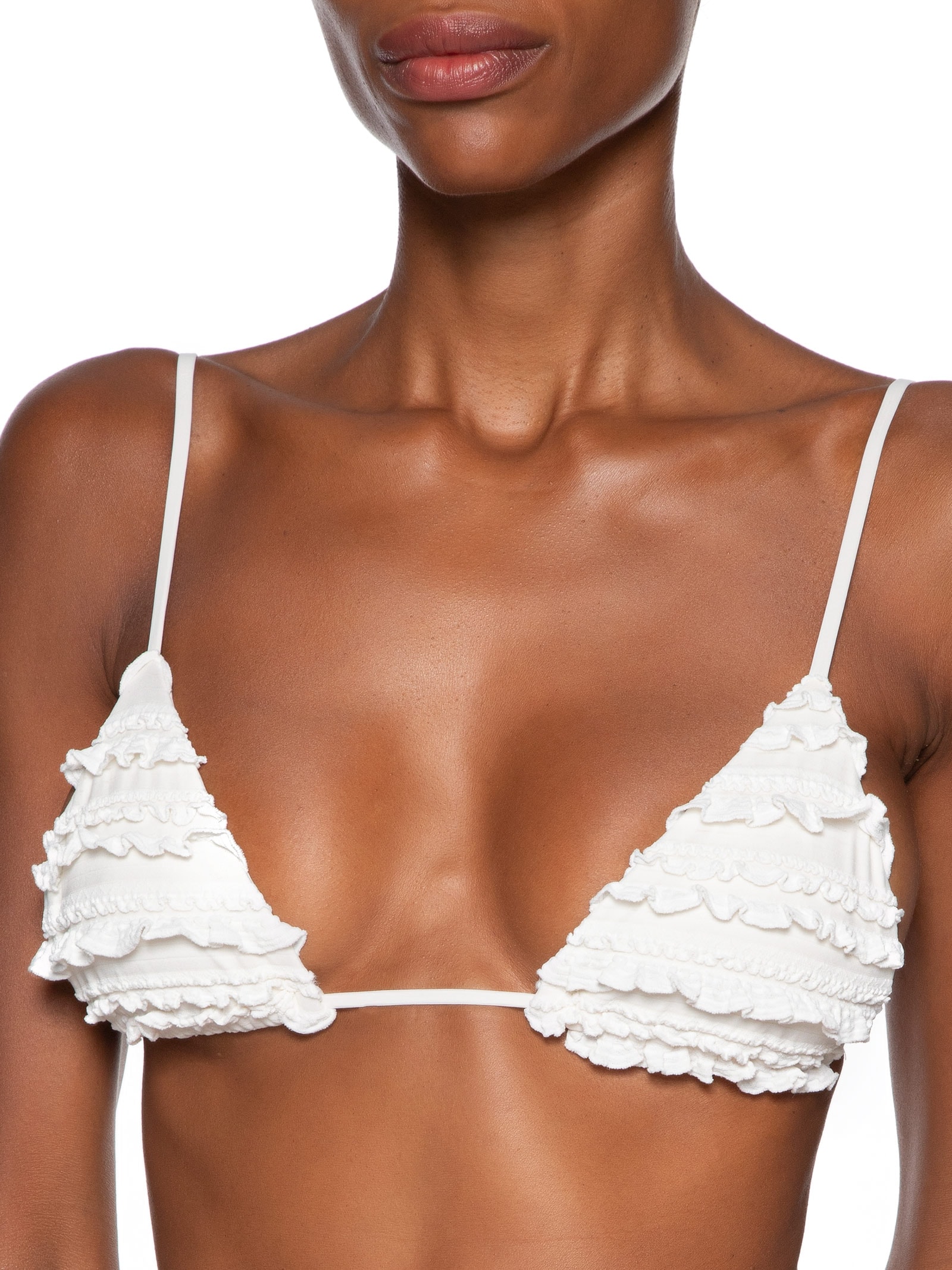 Biquíni Lacinho Babados Textura Branco Farm Praia