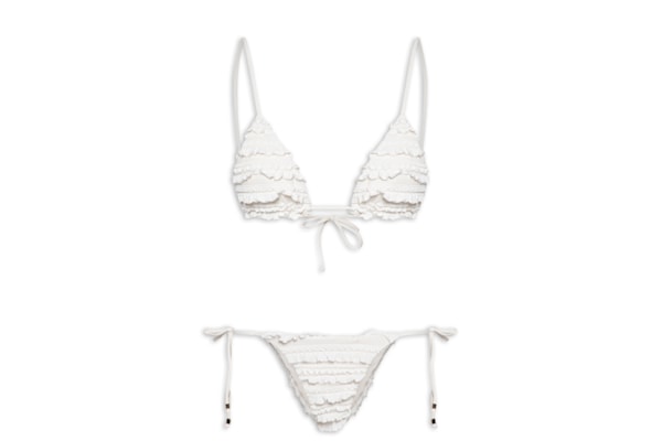Biquíni Lacinho Babados Textura - Branco