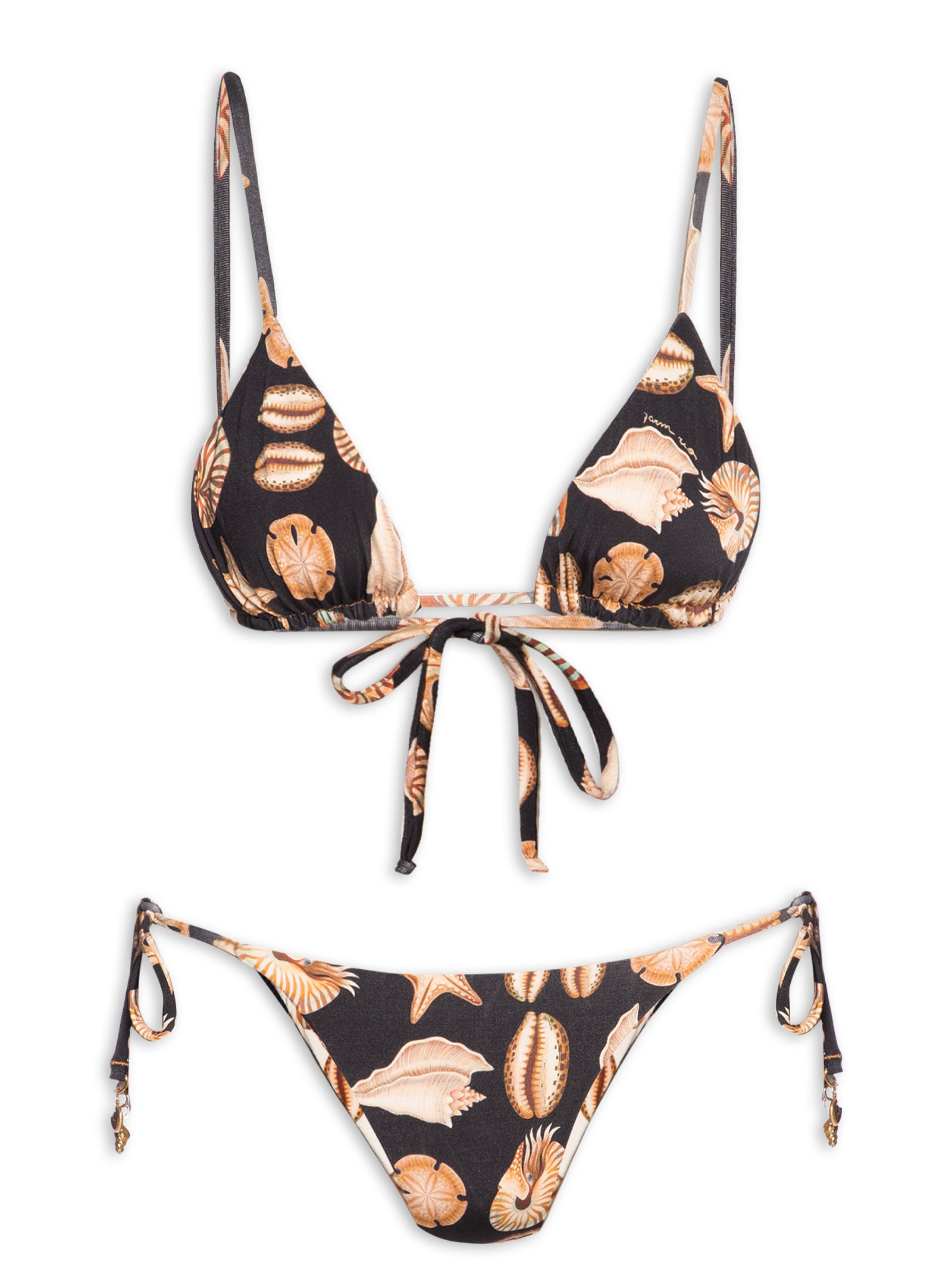 Biquíni Lacinho Double Conchas Preto Farm Praia