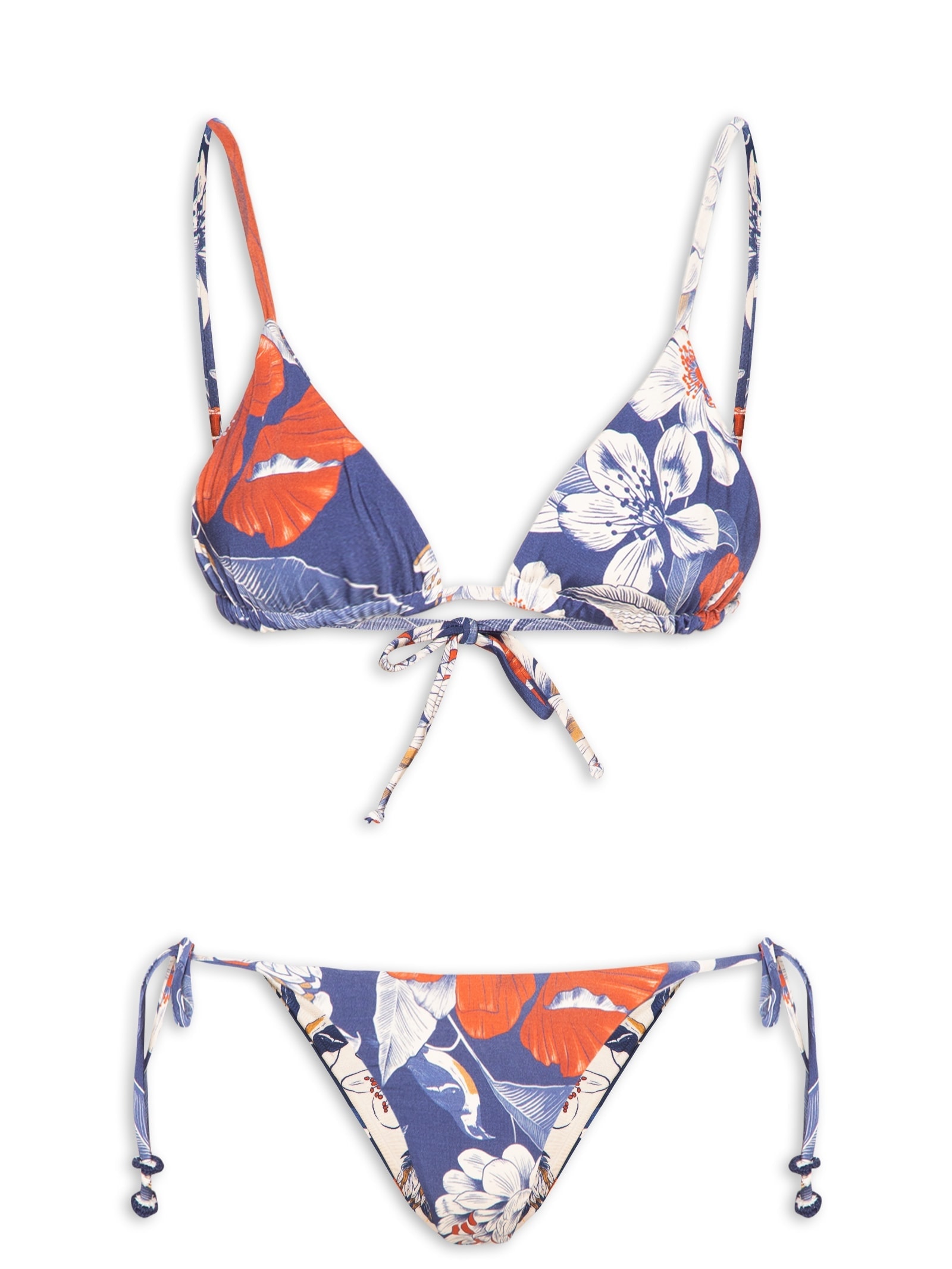 Biquíni Lacinho Double Floral Vera Azul Farm Praia