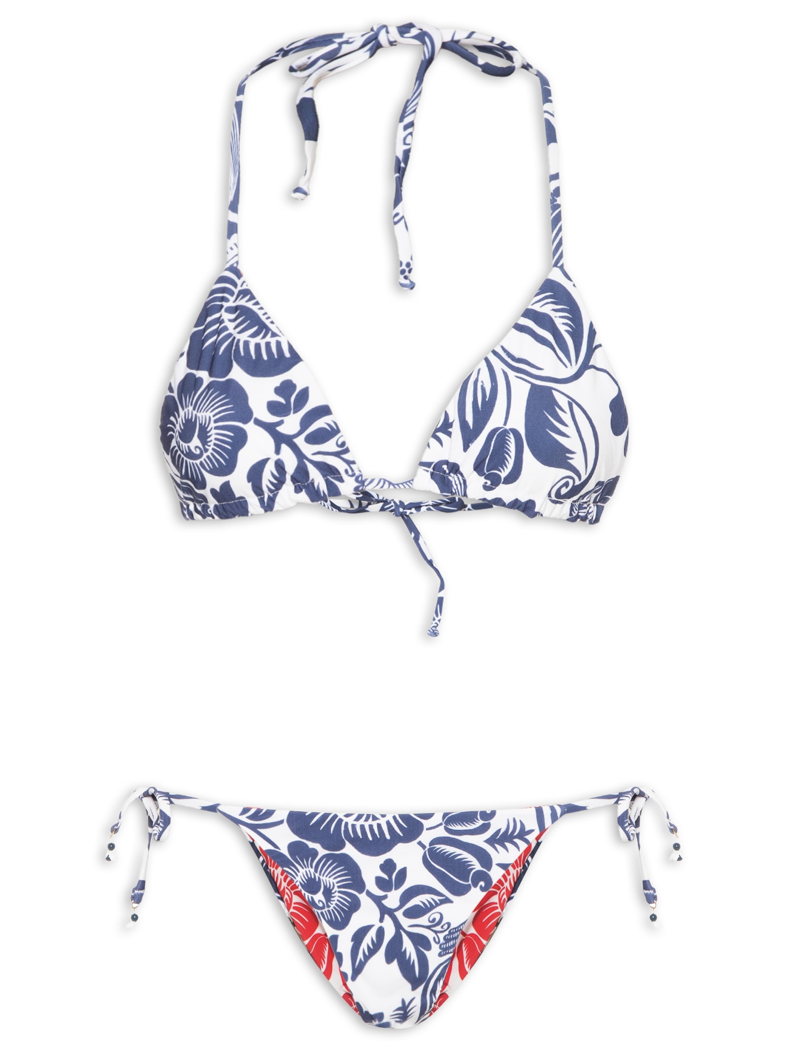 Biquíni Lacinho Double Noite De Pássaro Azul Farm Praia