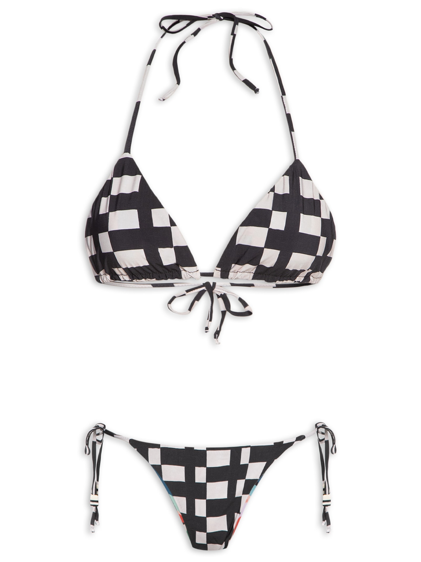 Biquini Lacinho Double Sonho Gráfico Preto Farm Praia