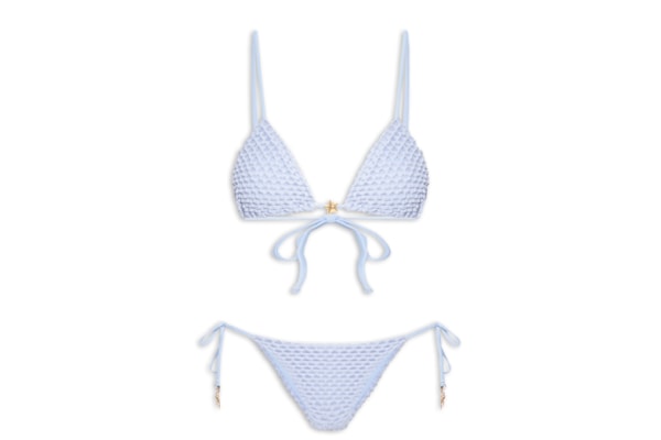 Biquíni Lacinho Textura Cavalo Marinho - Azul