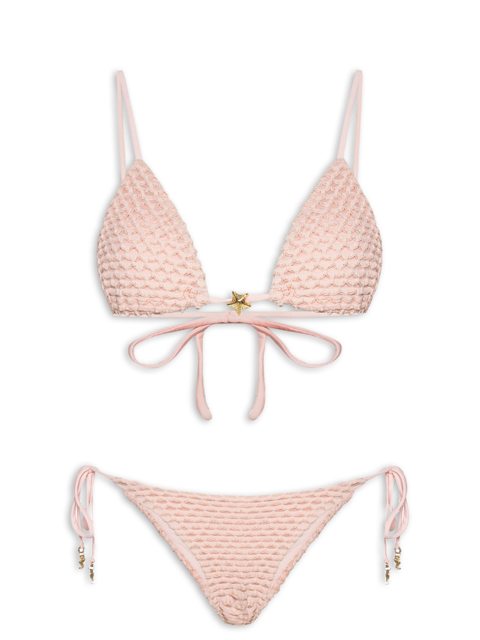 Biquíni Lacinho Textura Cavalo Marinho Rosa Farm Praia