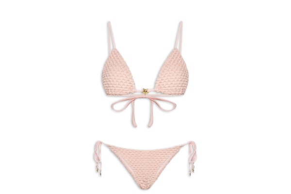 Biquíni Lacinho Textura Cavalo Marinho - Rosa