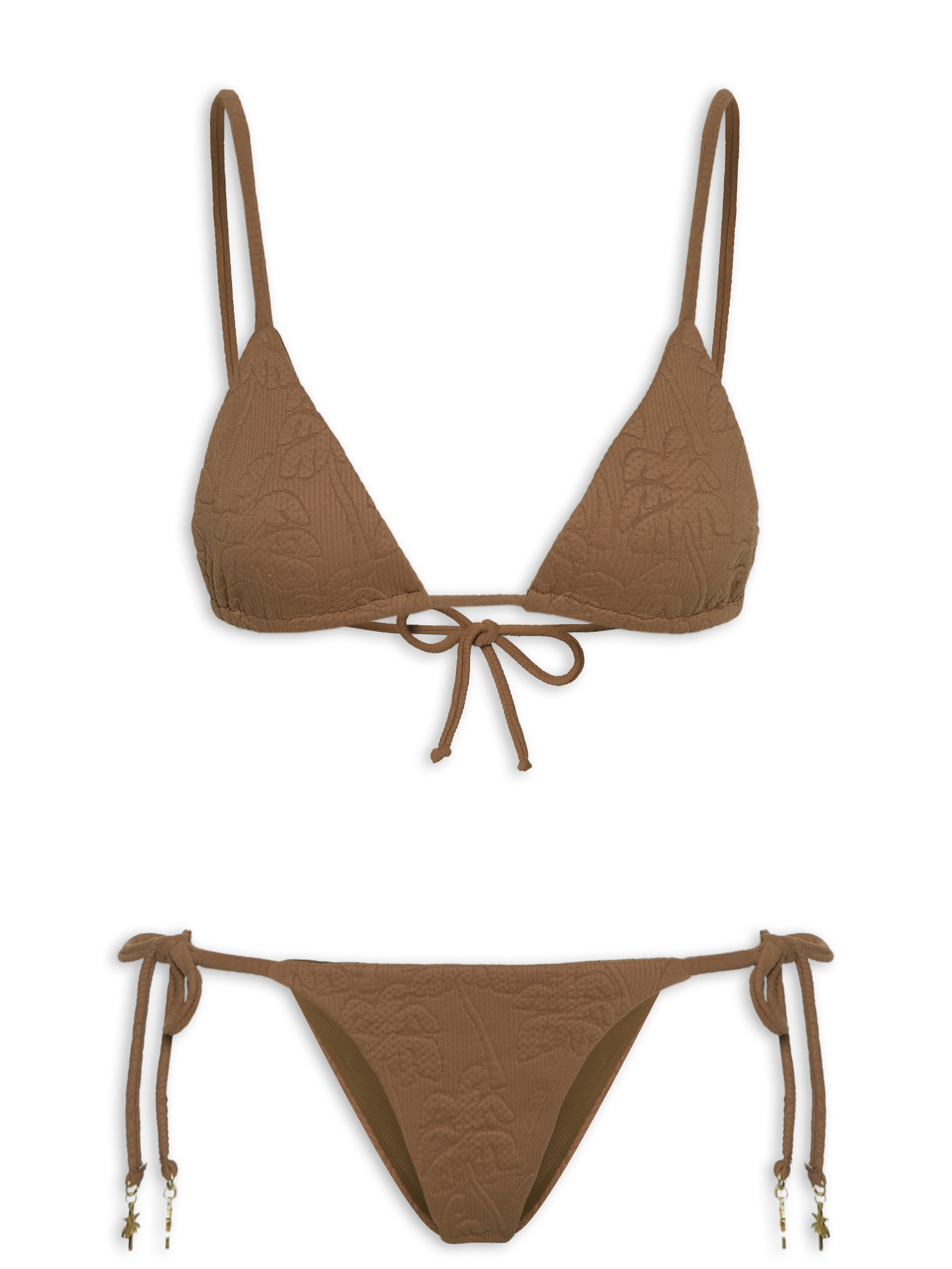 Biquíni Lacinho Textura Coqueiro Marrom Farm Praia